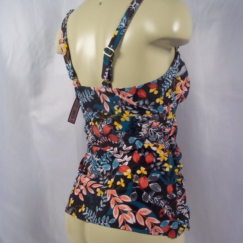 Black Floral Print Tankini Swim Top NWT Sz SMALL - Picture 5 of 6